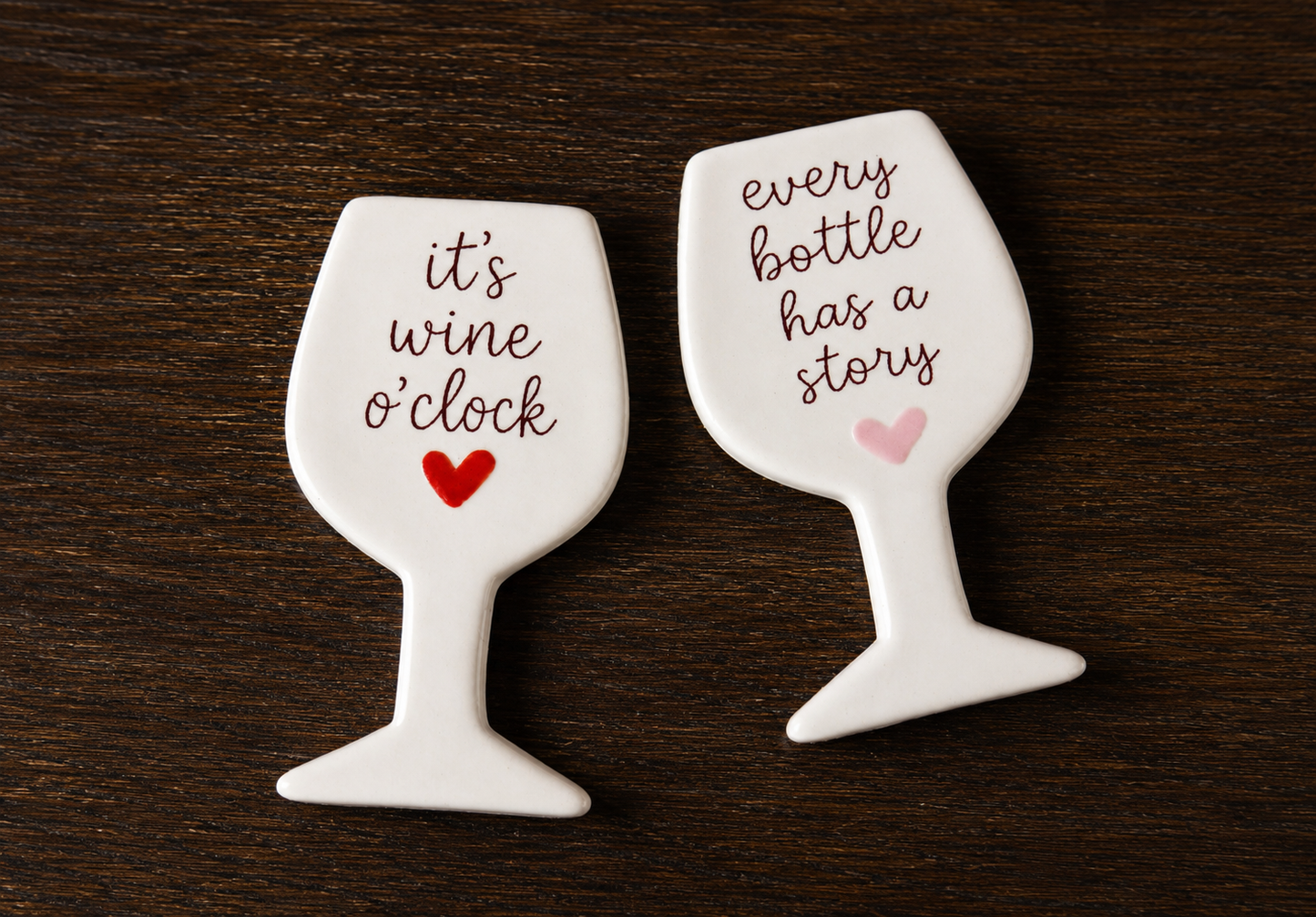 Wine Glass Fridge Magnet Set - Ceramic Wine Magnets - Funny Wine Lover Housewarming Gift