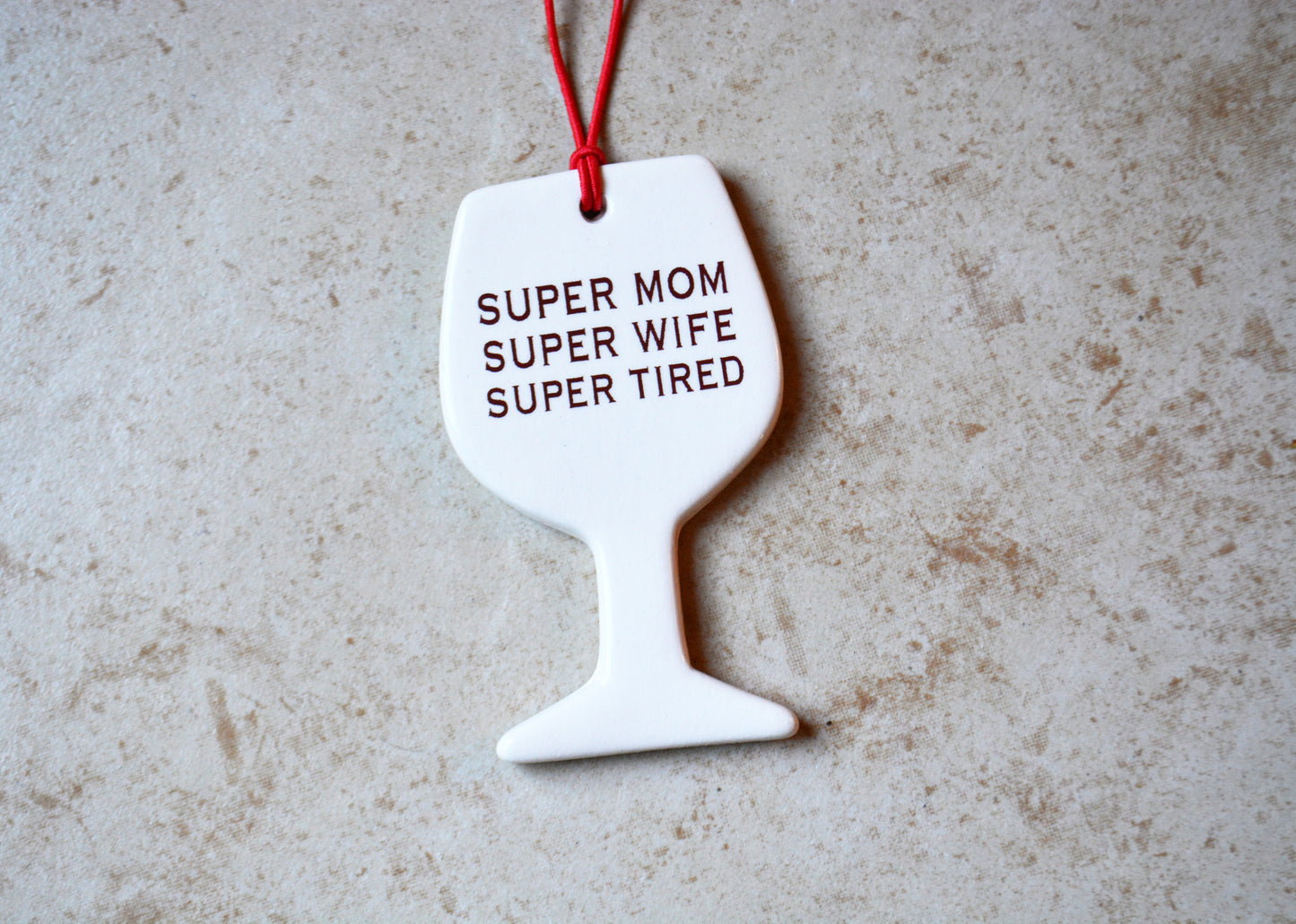 Ceramic Wine Glass Shaped Ornament - Unique Wine Lover Foodie Gift